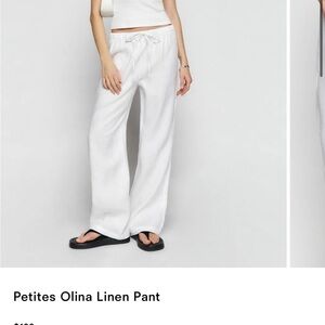 Reformation Petites Olina Linen Pant White